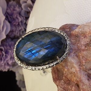 925 Genuine Labradorite Doublet Ring. #1
